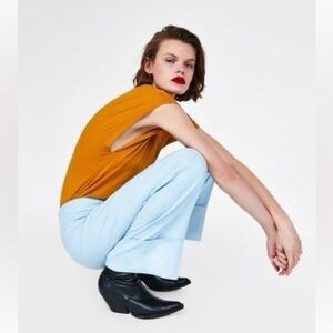 Zara Mustard Yellow V-Neck Bodysuit